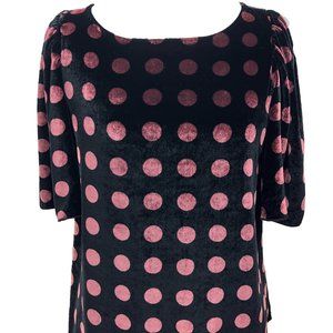 ANN TAYLOR velvet polka dot pullover top - SZ XS